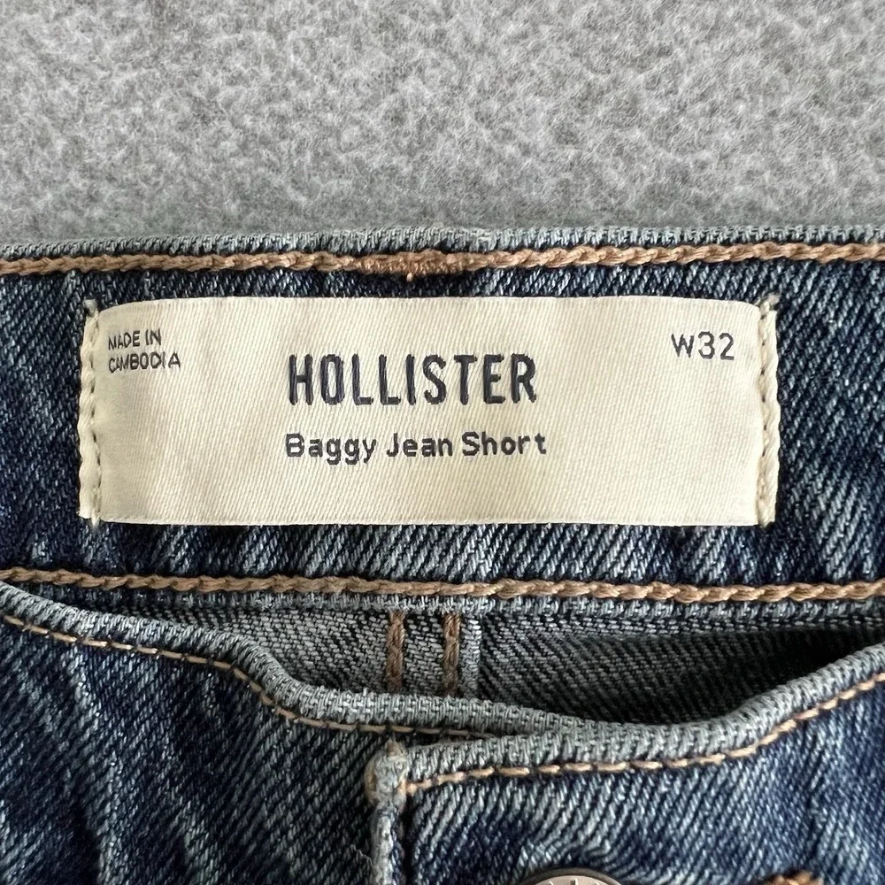 Hollister Y2K Denim Carpenter Shorts Mens 32 Distressed Vtg Baggy Jean Skater - Picture 3 of 12
